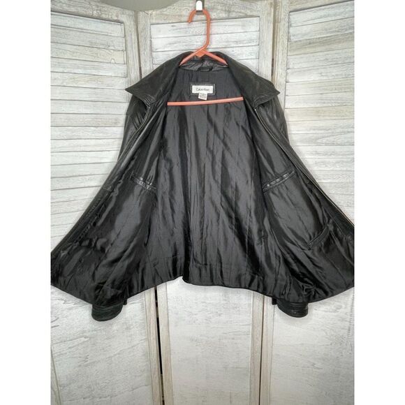 Vintage Calvin Klein Men's Leather Jacket Black Size XL - Picture 3 of 12